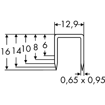 Grapa tipo B-I para grapadora, medidas 12,9x12 mm